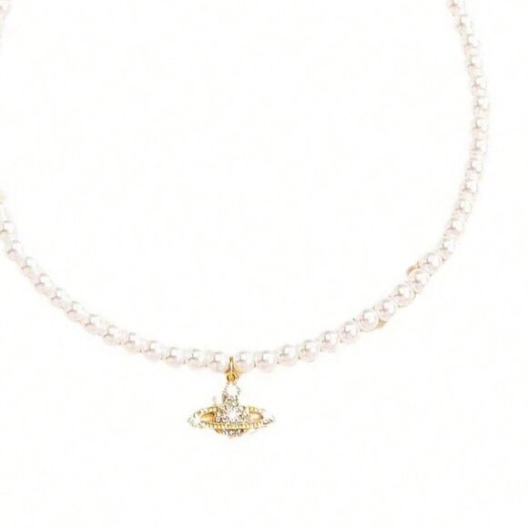 Fashionable White Faux Pearl & Planet Necklace, Suitable For Daily Wear By Women - Picture 5 of 5